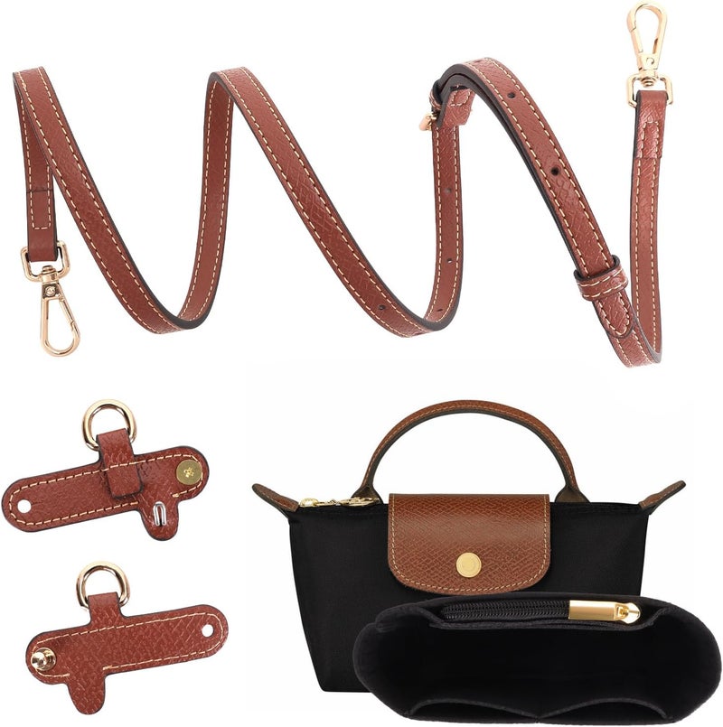 BBKON 2Sets Shoulder Strap for Longchamp Bag Women, Purse Organizer, No-Punch Length Adjustable Leather Replacement Strap - Image 1